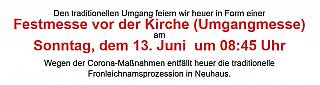 Umgangmesse vor der Kirche