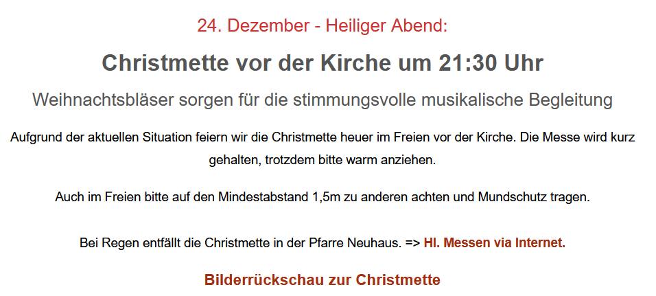 Christmette im Freien 2020